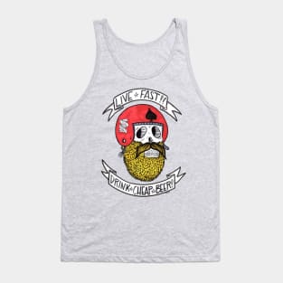 Live Fast, Drink Cheap Beer Tank Top